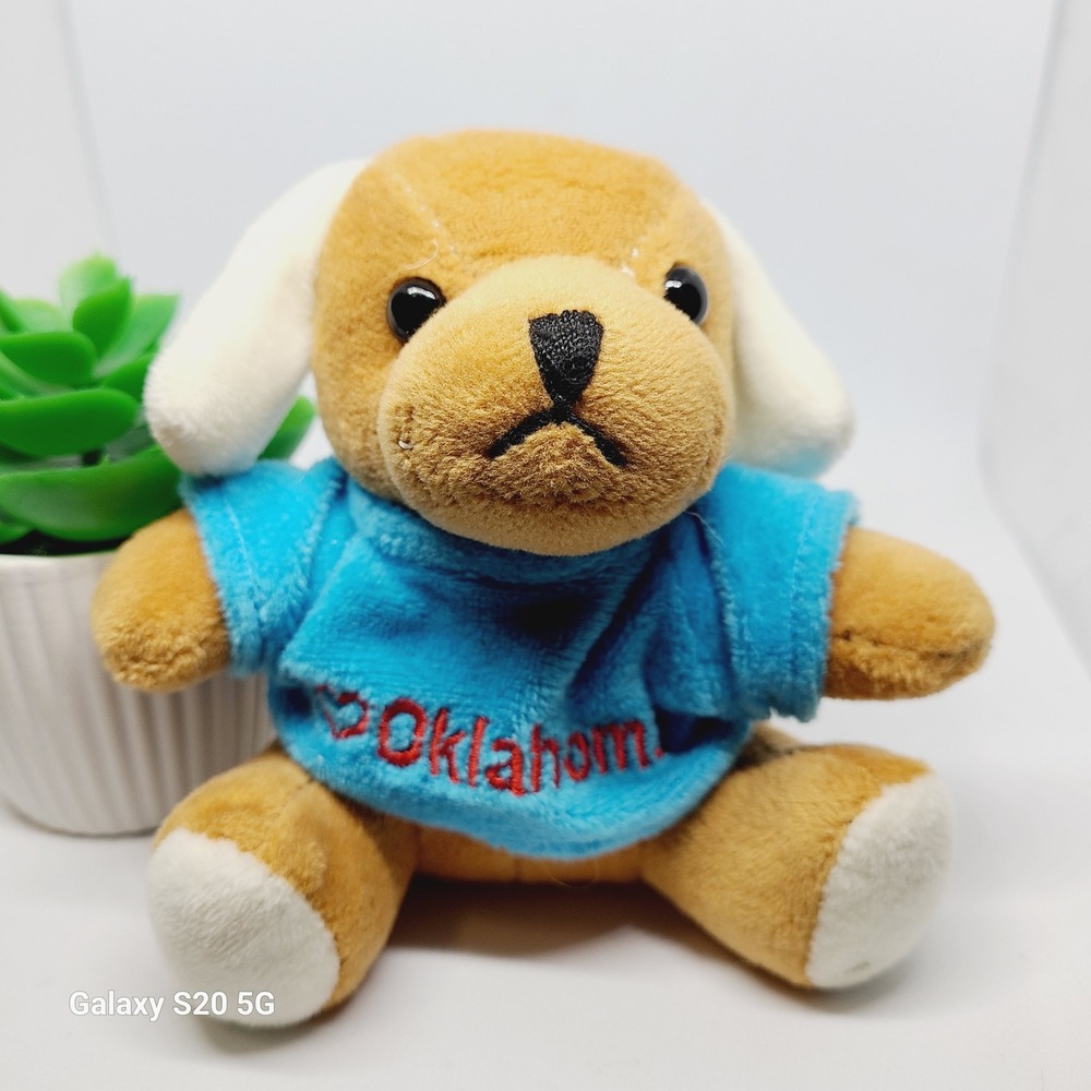 Oklahoma Souvenir Plush‎ Dog Stuffed Animal Toy Keychain Blue Shirt Pre-Owned
